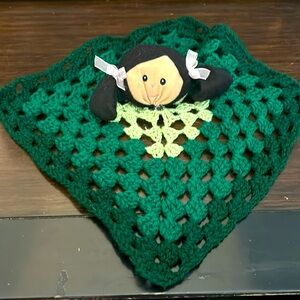 Handmade Crocheted Girl Lovey with Light Pink Bows
